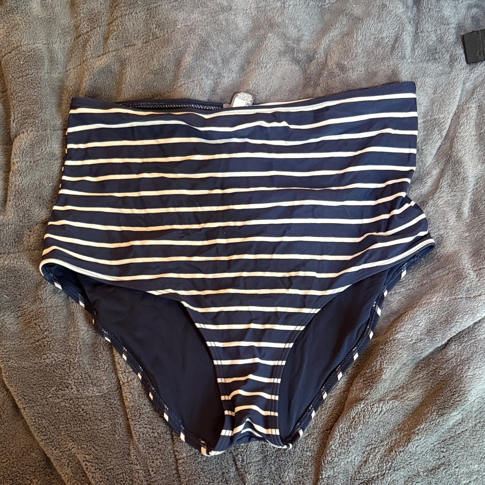 Women’s Aerie, size medium, Navy and White Striped High-Waisted Bikini Bottom